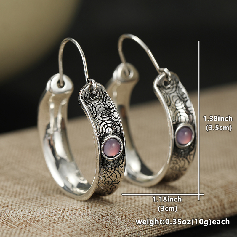 Women's Vintage Silvery C Shape Hoop Earrings